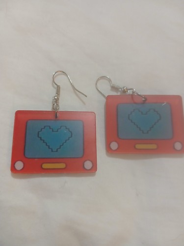 Etch sketch novelty earrings - sketch,