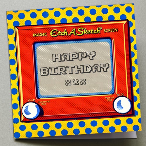 Birthday card etch a - birthday, sketch